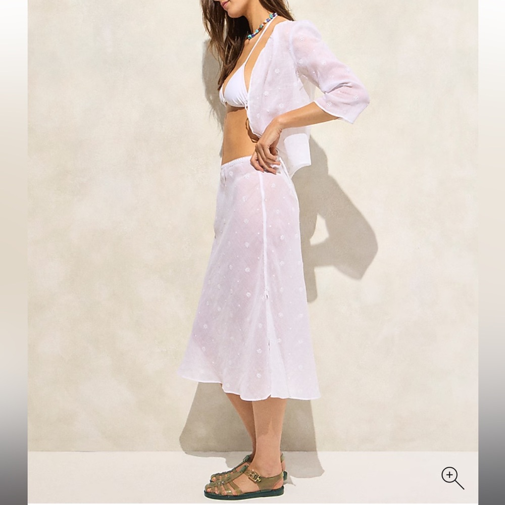 Jcrew Eyelet slip skirt in ramie
